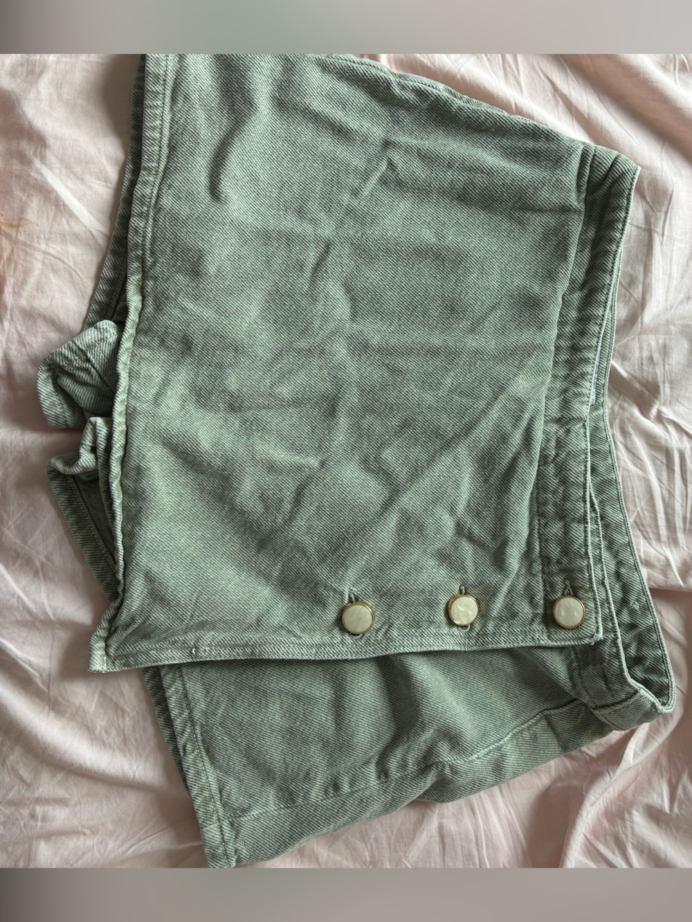 Zara Sage Green Button-Front Skort Shorts